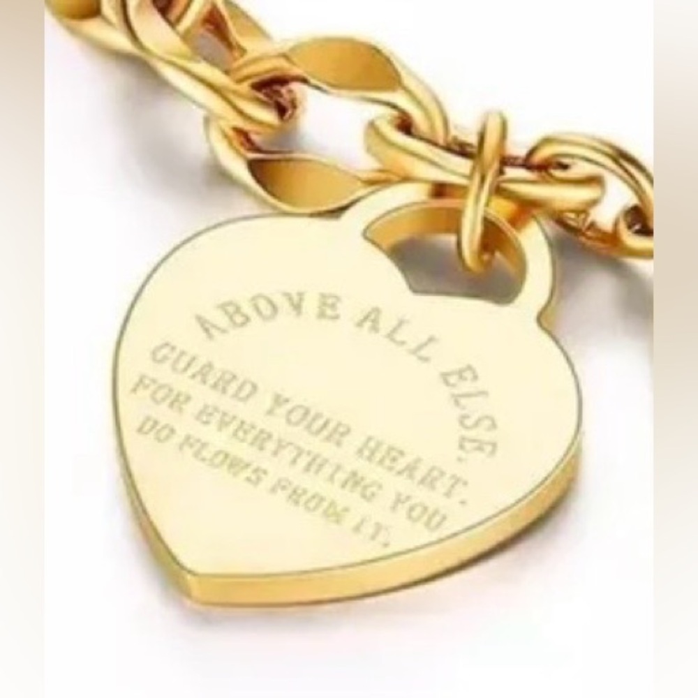 Guard Your Heart Toggle Bracelet- Yellow Gold Plated - Picture 2 of 5